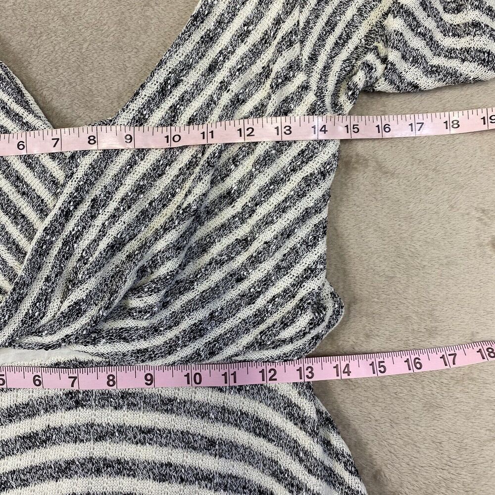 Free People Gray Ivory Striped Faux Wrap V Neck V Back Maverick Dress Small - Picture 7 of 14